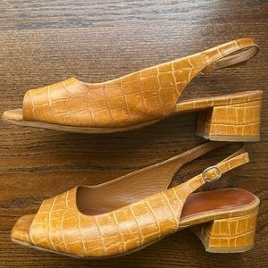 By Far Orange Crocodile sling back sandals size 39